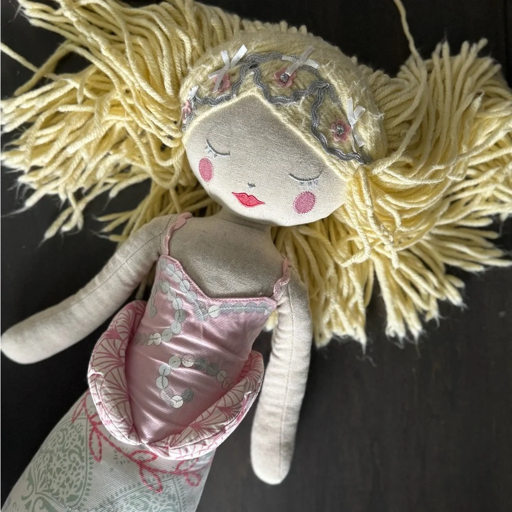 24 in Pottery Barn Mermaid Doll with Pink and Blonde Details